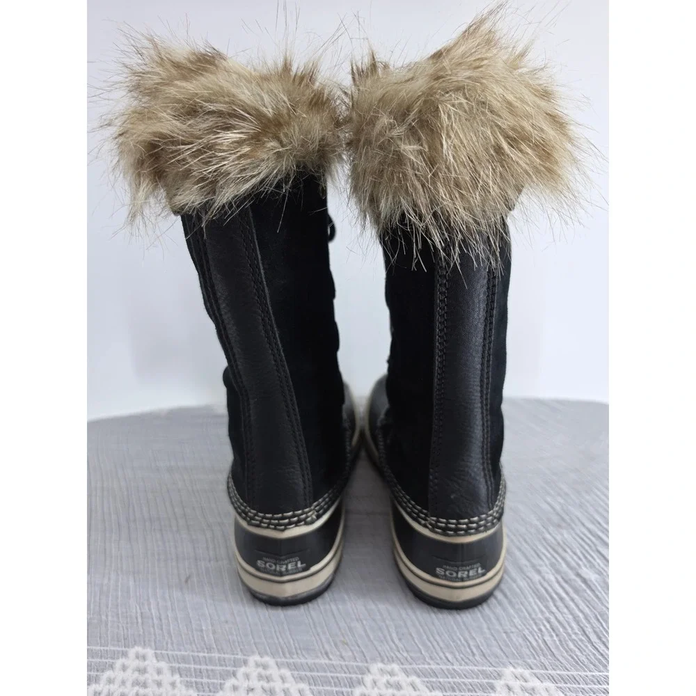 Sorel Joan of Arctic Black Waterproof Winter Snow Boots Faux Fur NL2429-010 7.5